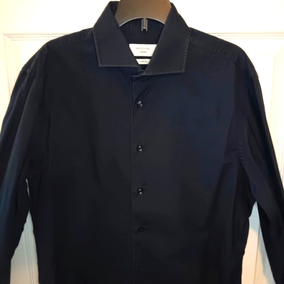 Profuomo Sky Blue Slim Fit Twill Cotton Button Front Shirt - Picture 7 of 9
